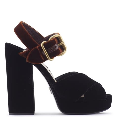 sandali velluto platform prada|prada high heeled sandals.